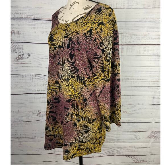 JM Collection Burnout Tunic Top Womens Plus 2X Floral Scoop Neck Stretch - Picture 5 of 10